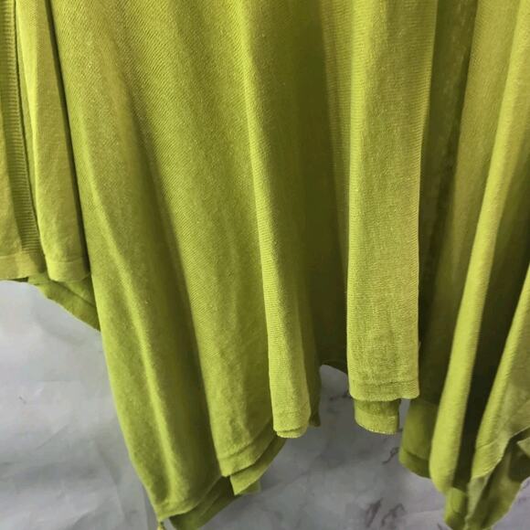 J Jill Sweater Womens One Size Neon Poncho Shawl Lightweight Chartreuse Tassel - Picture 7 of 10